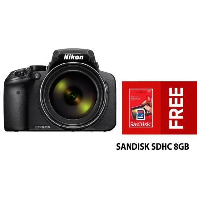 Nikon Coolpix P900 - 16 MP - 83x Optical Zoom - Hitam + Free Sandisk SDHC 8gb