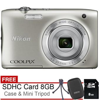 Nikon Coolpix S2900 - 20MP - Silver + Gratis SDHC 8GB + Case + Tripod  