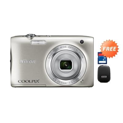 Nikon Coolpix S2900 Kamera Pocket - Silver + Free Memory Card 8GB + Case