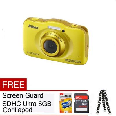 Nikon Coolpix S33 + Gratis SDHC 8Gb + Gorillapod + Screenguard - Kuning