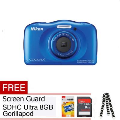 Nikon Coolpix S33 + Gratis SDHC 8Gb + Gorillapod + Screenguard - Biru