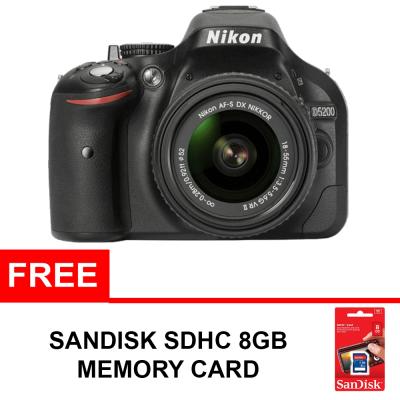 Nikon D5200 Kit 18-55mm VR II Black Kamera DSLR + Sandisk SDHC 8 GB