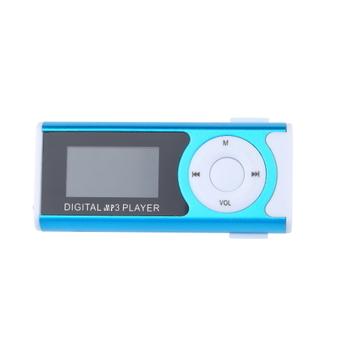 OH Mini USB Clip MP3 Media Player LCD Screen Support 16GB Micro SD TF LED Light Blue  