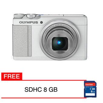 Olympus Kamera XZ 10 - 12 MP - 5x Optical Zoom - Putih + Gratis SDHC 8 GB  