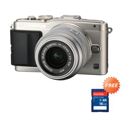Olympus PEN E-PL6 Kit Lensa 14 - 42mm 2RK (G) Silver Mirrorless Kamera + SDHC 16GB CLS 10