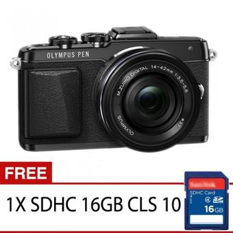 Olympus PEN E-PL7 Kamera Kit Lensa 1442R B/G + Gratis SDHC 16GB CLS 10 - Black/Black  
