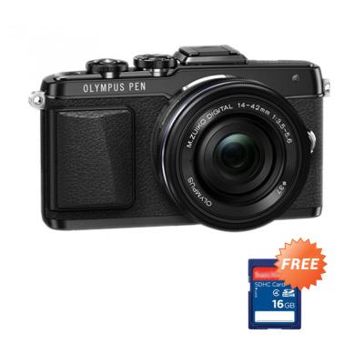 Olympus PEN E-PL7 Kit Lensa 1442R B/G Black Kamera Mirroless + SDHC 16 GB Class 10