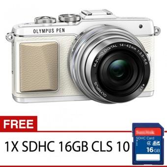 Olympus PEN E-PL7 Mirrorless Kamera Kit Lensa 14 - 42mm R W/G + Gratis SDHC 16GB CLS 10 - Putih/Silver  