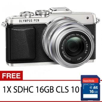Olympus PEN E-PL7 Mirrorless Kamera Kit Lensa 14 - 42mm R S/G + Gratis SDHC 16GB CLS 10 - Silver-Silver  