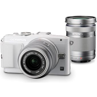 Olympus PEN Lite E-PL6 Camera Kit with 14-42mm + 40-150mm Lens 16.1 MP - Putih  