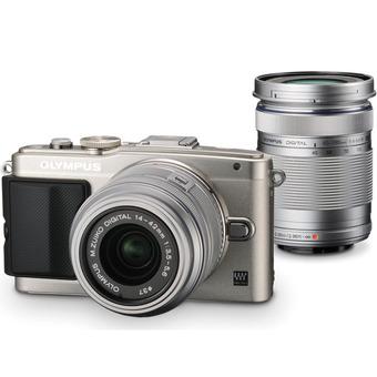 Olympus PEN Lite E-PL6 Camera Silver Kit with 14-42mm & 40-150mm Lens  