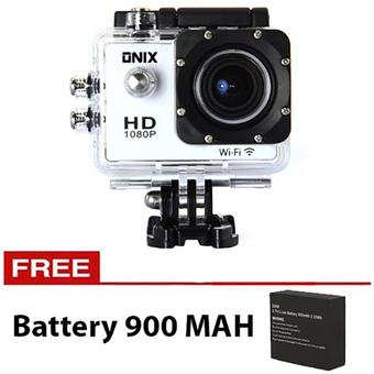 Onix Action Camera 1080p DV603C WIFI - 12MP - Putih + Gratis Battery 900 Mah  