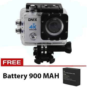 Onix Action Camera 4K Ultra HD Q3H - 16MP - WIFI - Putih + Gratis Battery 900 Mah  