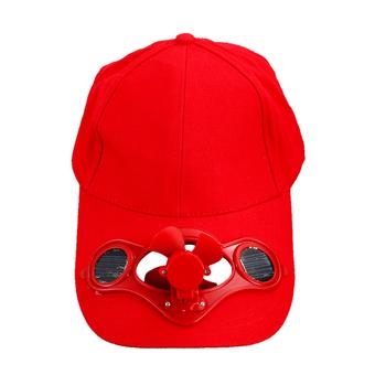 Outdoor Solar Fan Hat Cooling Fan Cap for Golf Baseball Sport Summer Red  