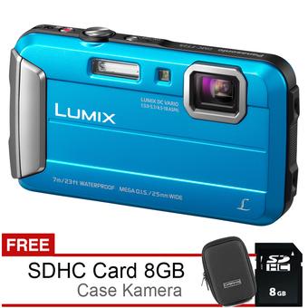 Panasonic Lumix DMC FT25 Waterproof - 16 MP + Free SDHC 8GB & Case - Biru  