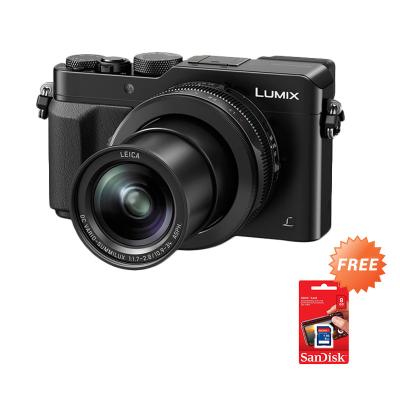 Panasonic Lumix DMC LX100 Hitam Kamera Pocket [4K-12 MP] + Memory Card Sandisk SDHC [8 GB]