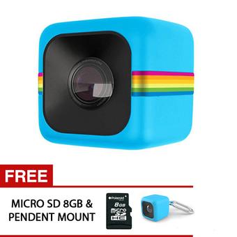 Polaroid Cube+ Action Camera - Biru + Gratis MemoryCard 8GB + Gratis Pendent Mount  