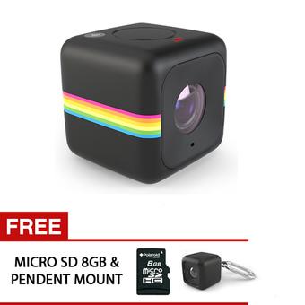 Polaroid Cube+ Action Camera - Hitam + Gratis MemoryCard 8GB + Gratis Pendent Mount  