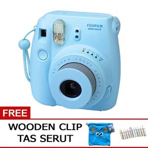 Promo Fujifilm Instax Mini 8 8S blue Free Tas Serut+Wooden Clip. BIRU