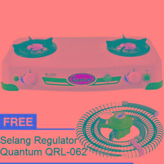 Quantum Kompor Gas 2 Tungku QGC-201 DEP - Putih + Gratis Selang Regulator Quantum QRL-062 Double Safety  