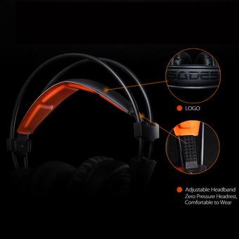 SADES A6 Gaming Headphone with Mic USB Professional Over Ear Stereo Gaming Headset with LED Noise Cancellation & Wonderful Sound Effect Music Earphones Black with Orange for Desktop Notebook Laptop (Intl)  