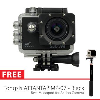 SJCAM X1000 WIFI Limited Edition (SJ4000 2nd Generation With LCD 2") Action Camera - Hitam + Gratis Tongsis Attanta SMP07  