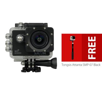 SJCAM X1000 WIFI Limited Edition (SJ4000 2nd Generation With LCD 2 Inch) Action Camera - Hitam + Gratis Tongsis Attanta SMP07