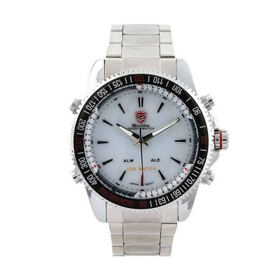 Shark Analog with LED Watch Silver White SH004
