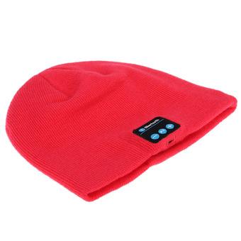 Soft Warm Beanie Hat Cap with Stereo Bluetooth Music Headphone (Red) (Intl)  