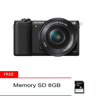 Sony Alpha 5100L 16-50mm Hitam Kamera Mirrorless + Memory SD 8 GB