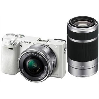 Sony Alpha A6000 Digital Camera with 16-50mm and 55-210mm Twin Lens Kit (White)  