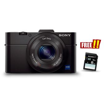 Sony Camera Cyber-shot RX100M2 - 20.2 MP - Hitam + Free SDHC 8GB  