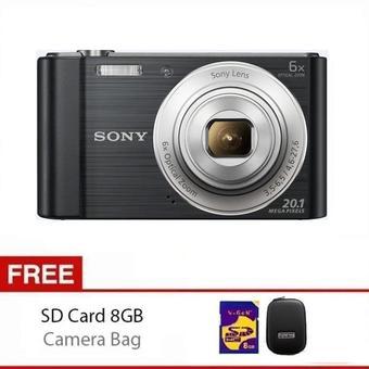 Sony Camera Cybershot DSC-W810 - 20.1MP - 6x Optical Zoom - Hitam + Gratis SD Card 8Gb dan Case  