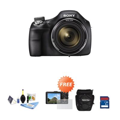 Sony Cyber-Shot DSC-H400 Kamera Pocket - Hitam [20.1 MP] + Free Memory 8 GB + Tas + Anti Gores LCD + Cleaning Kit