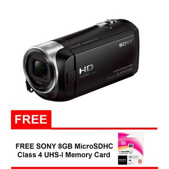 Sony HDR CX405 Handycam - 9.2 MP - 30x Optical Zoom - Hitam + Gratis Sony 8GB microSDHC Class 4 UHS-I Memory Card  