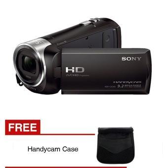 Sony Handycam HDR CX240E Full HD - 9.2MP - Hitam + Gratis Handycam Case  