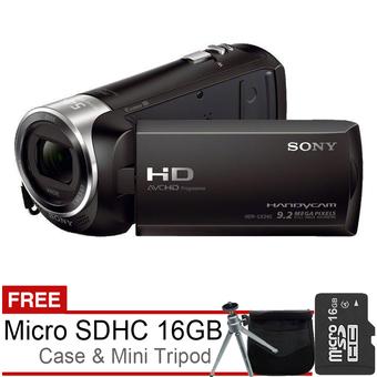 Sony Handycam HDR-CX240E - Hitam + MicroSD 16GB + Tas + Mini Tripod  