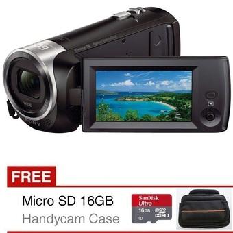 Sony Handycam HDR CX405 - 9.2MP - Hitam + Gratis Sandisk MicroSD 16GB + Handycam Case  
