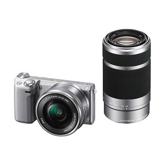 Sony NEX-5T 161. MP Camera Twin Kit with 16-50mm & 55-210mm Lens 5TY Silver  