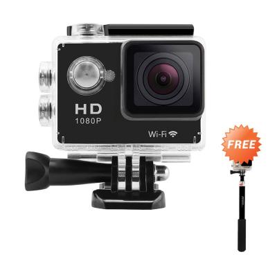 Sport Cam W9 WIFI Like GoPro SJ6000 Hitam Action Cam [2 Inch LCD/1080P] + Tongsis