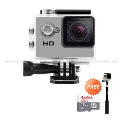 Sport Combo Supreme A8 Silver Action Camera [2 Inch LCD/Waterproof/Like SJ4000/KoGan]