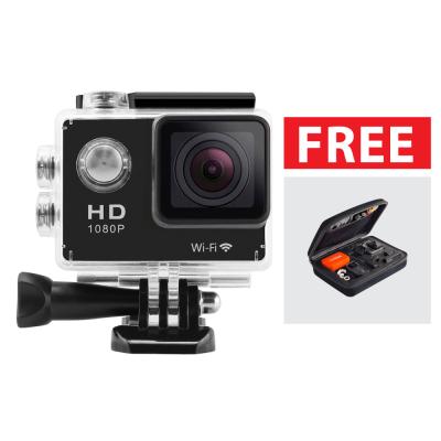 Sports Cam W8 WIFI 1080P GoPro Killer SJ4000 OEM - Hitam + Free Bundling Medium Bag