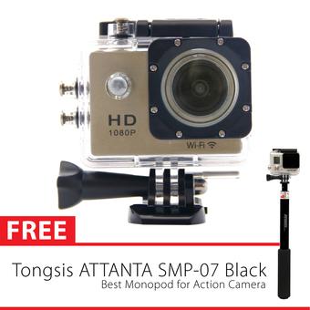 Sports Cam WIFI 1080P - Gold + Tongsis Attanta SMP-07  