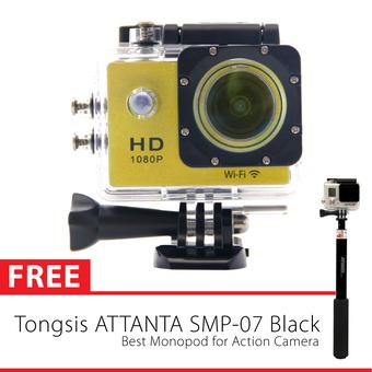 Sports Cam WIFI 1080P - Kuning + Gratis Tongsis Attanta SMP-07  