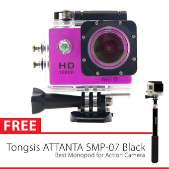 Sports Cam WIFI 1080P- Pink + Tongsis Attanta SMP-07  