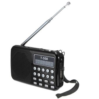 T508 Mini Portable LED Stereo FM Radio Speaker USB TF Card MP3 Player (Black) (Intl)  