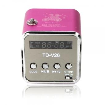 TD-V26 Mini SD USB Speaker with MP3 and FM Function (Pink)  