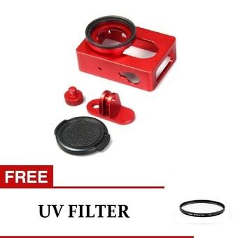 TiFo Aluminium Case Xiaomi Yi dengan CNC Screw - Merah + Gratis UV Filter  