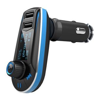 Universal Car FM MP3 Modulator with USB Charger 2.1A for Smartphone - 618C - Hitam-Biru  