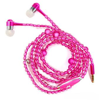 Universal Pearl Chain In-Ear Fashionable Earphone - Pink  